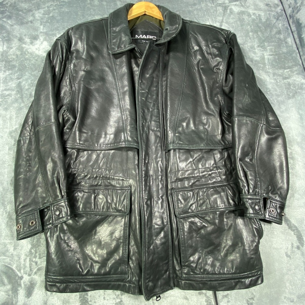 Marc New York Leather Jacket Size XL Black Minimalist Goth 90s Style Y2K Vent